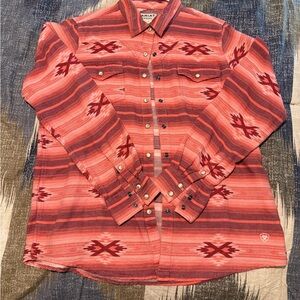 Ariat Red and Pink Striped Button-Up Shirt